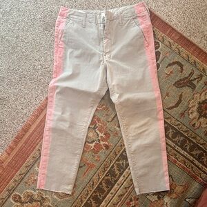 MOTHER Light Gray Pants with Subtle Pink Accents